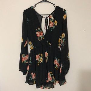 Black Floral Romper